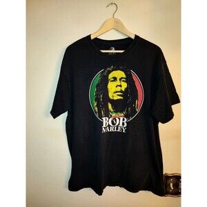 Men's Bob Marley Zion Roots Black 100% Cotton T-Shirt Size XL